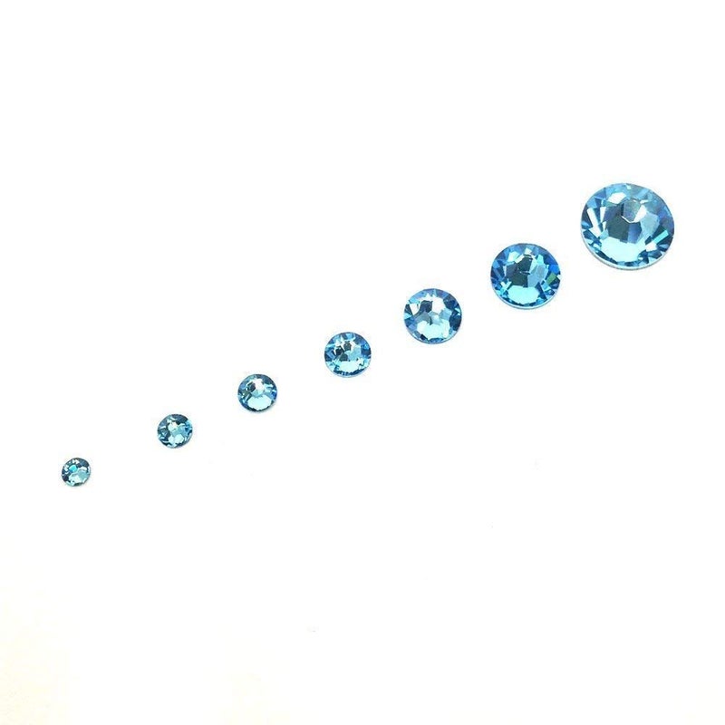AD Beads 1440 Pieces Mixed Size Glue on Quality Glass Flatback Rhinestones Round Crystal Gems (05 Aquamarine) - Image 3